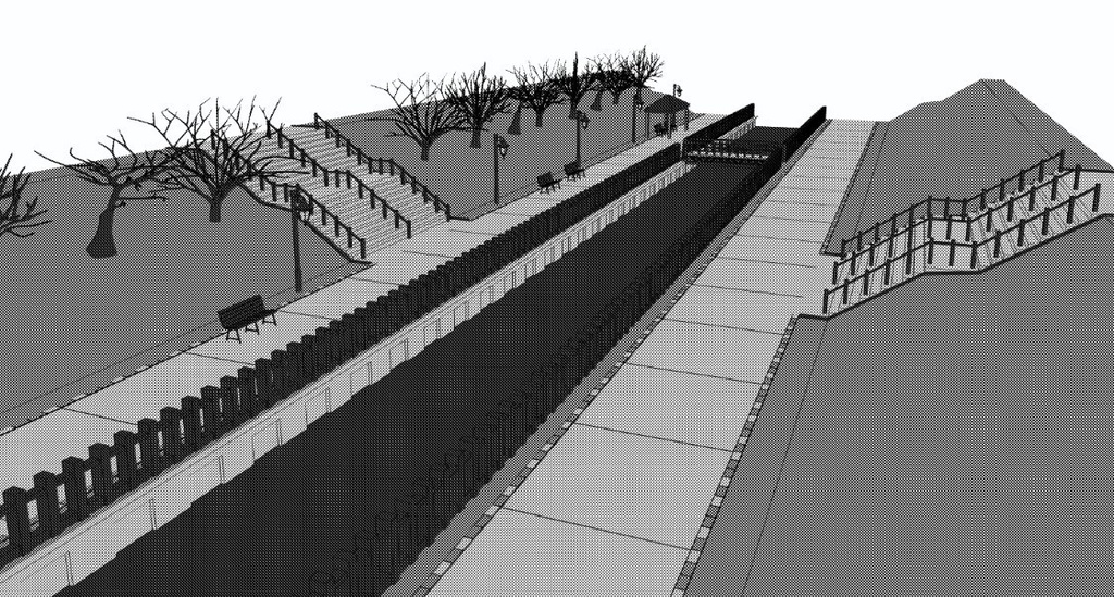 【3D素材】川沿い遊歩道