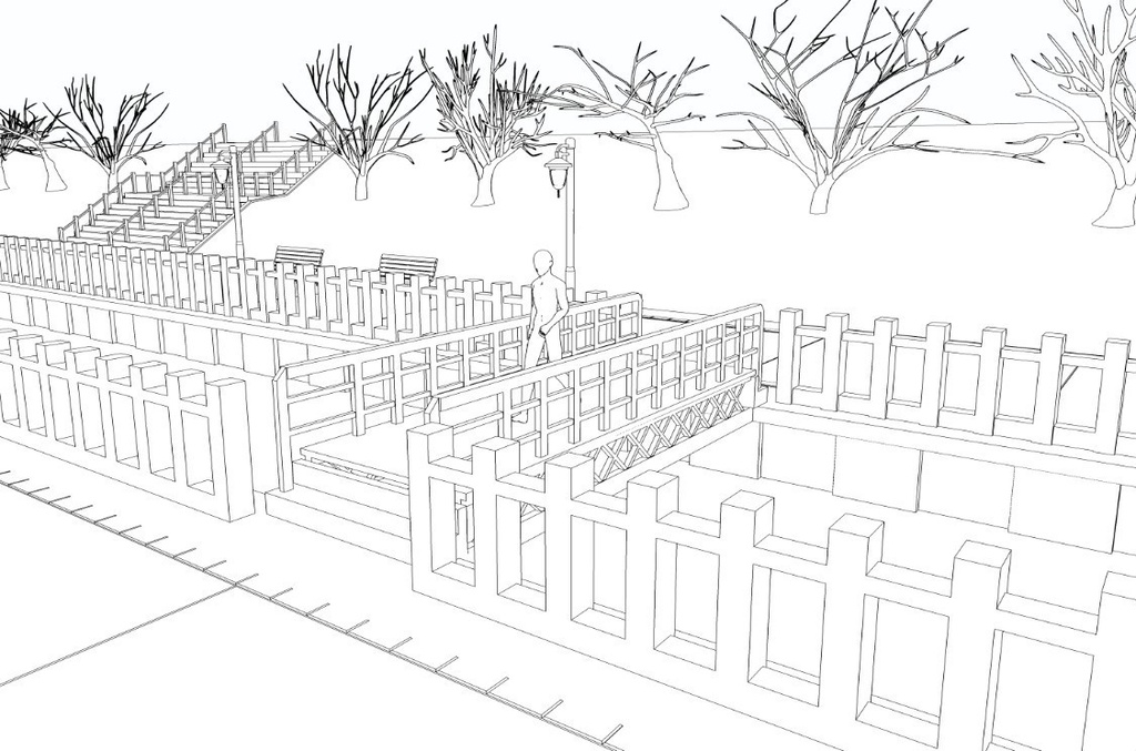 【3D素材】川沿い遊歩道