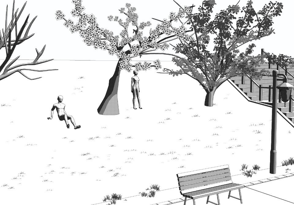 【3D素材】川沿い遊歩道