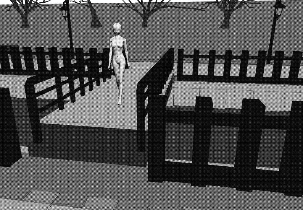 【3D素材】川沿い遊歩道