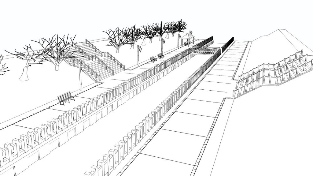 【3D素材】川沿い遊歩道