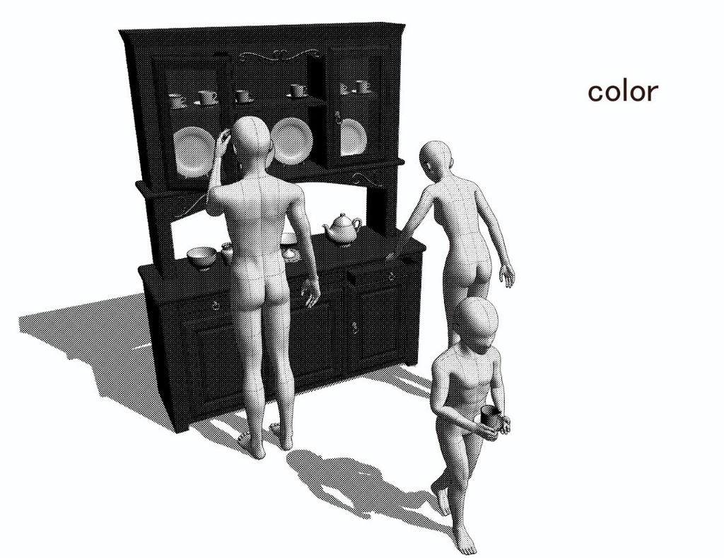 【3D素材】食器棚