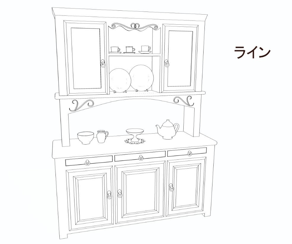 【3D素材】食器棚