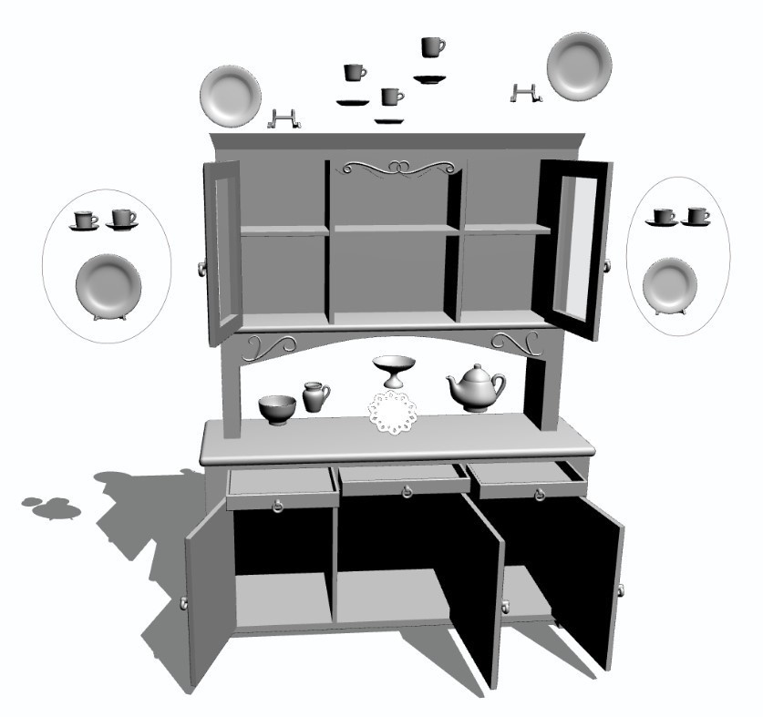 【3D素材】食器棚