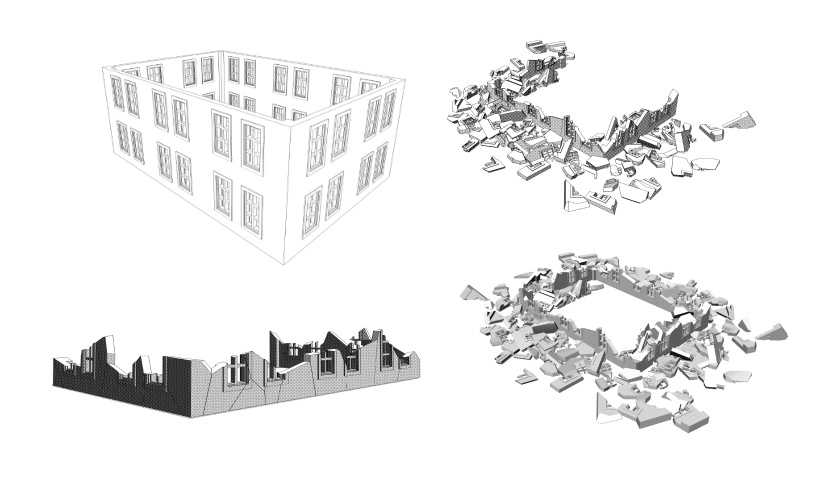 崩れた建物セット