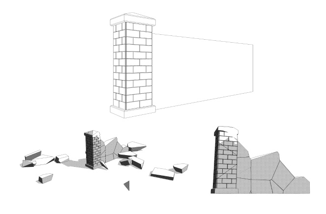 崩れた建物セット