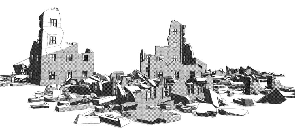 崩れた建物セット