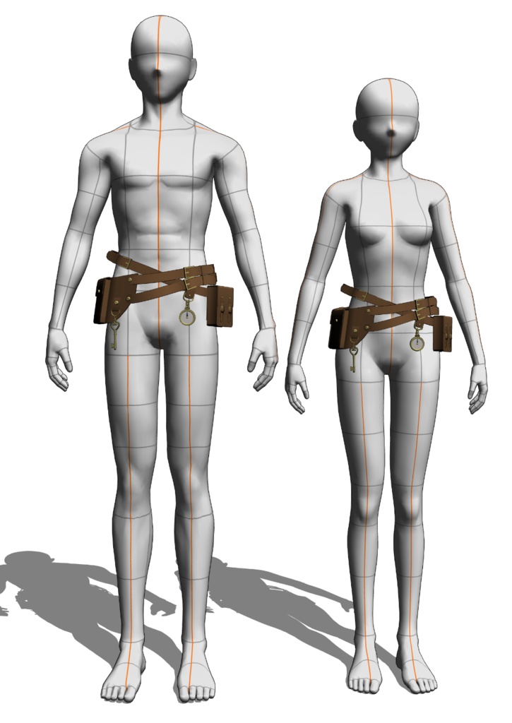 【3D素材】旅人用ウェストバッグ