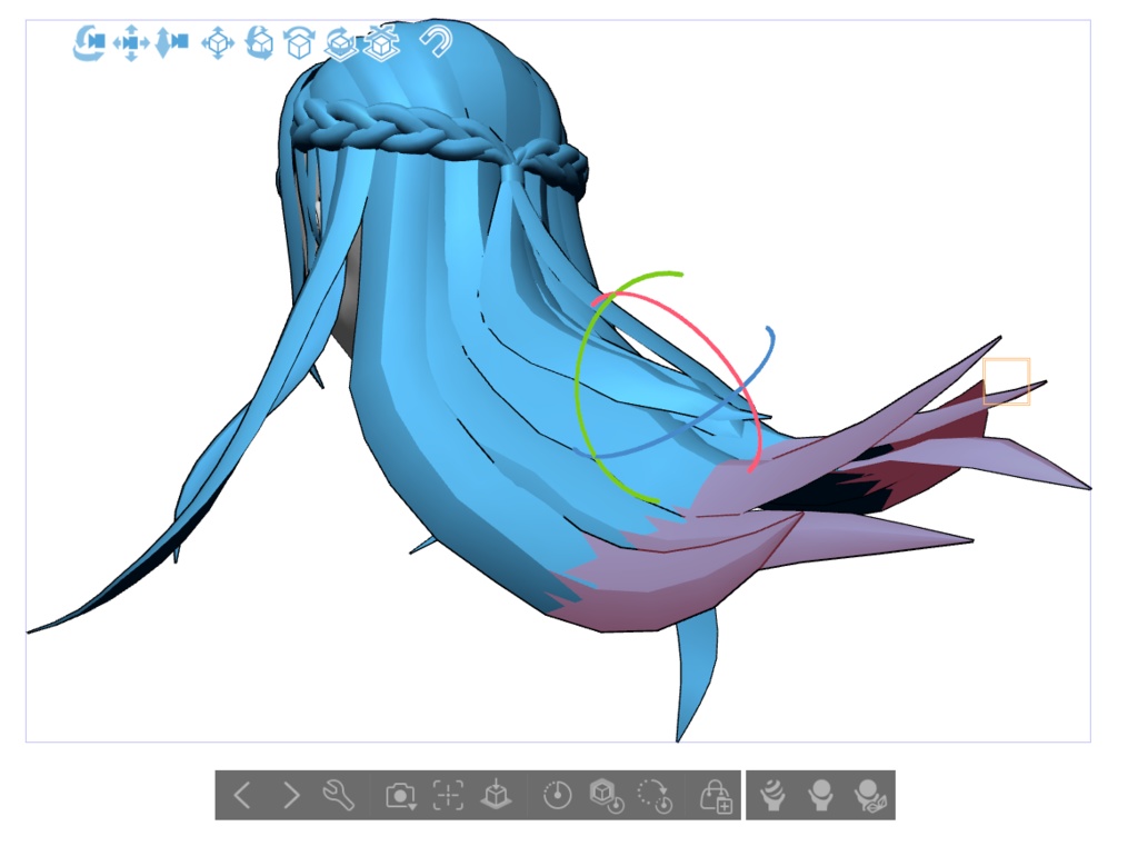 【3D素材】みつあみハーフアップロング