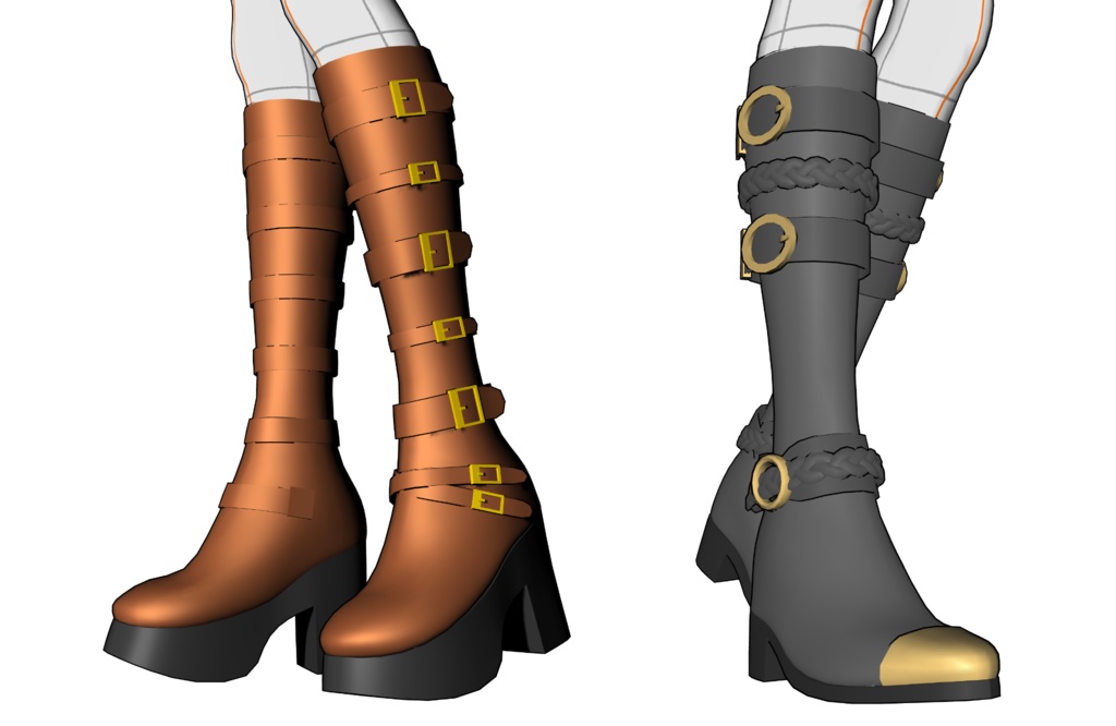 ベルト付きロングブーツ4種