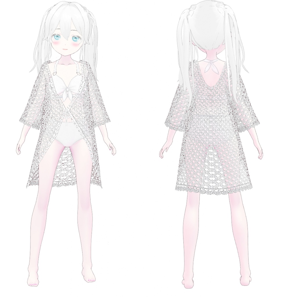 VRoid | ハートリボンビキニ水着&レースカーディガン