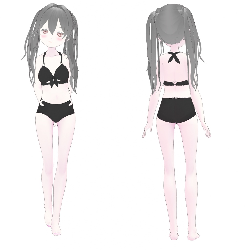 VRoid | ハートリボンビキニ水着&レースカーディガン