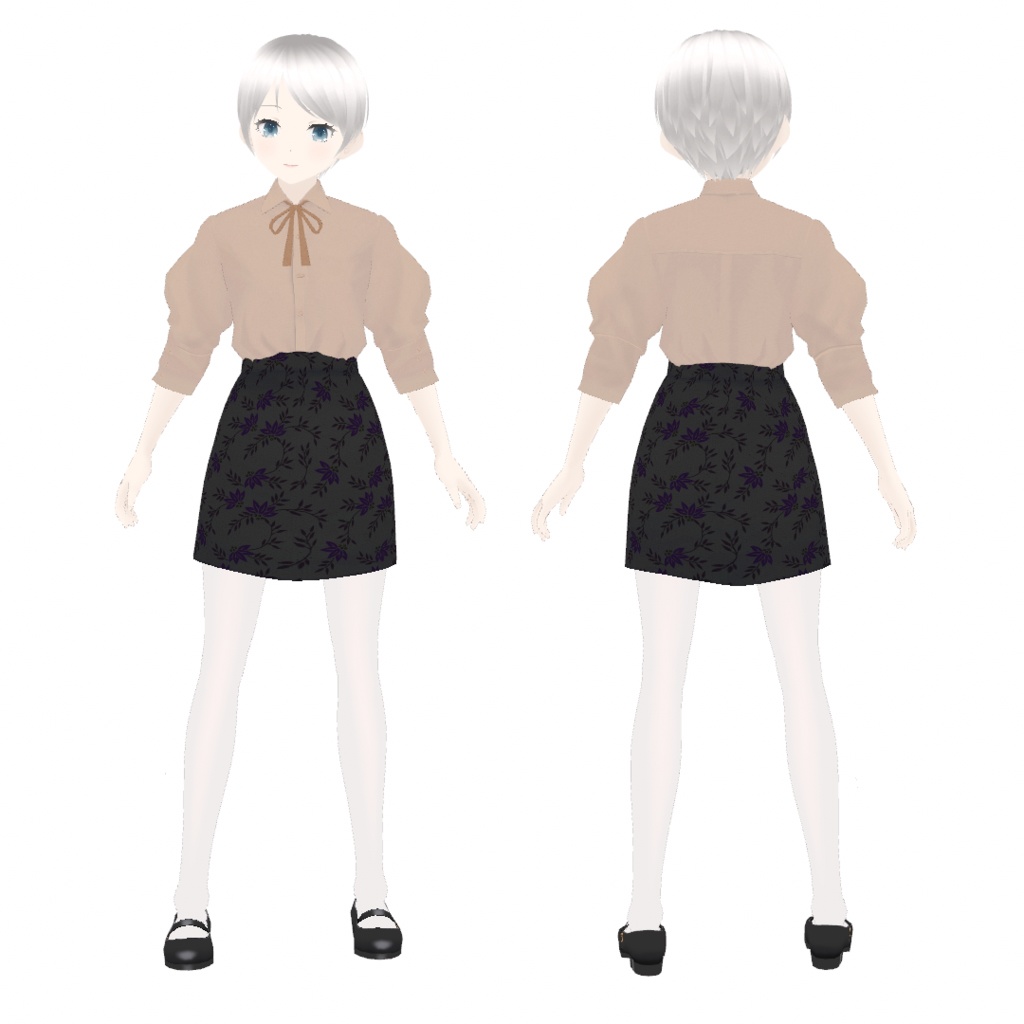 VRoid | リボンタイブラウス&フラワータイトスカート