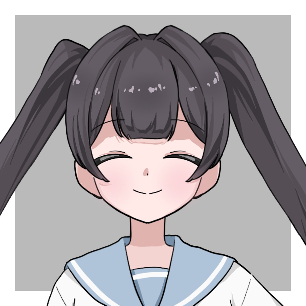 立ち絵素材_セーラー服_女の子_ツインテール_全身