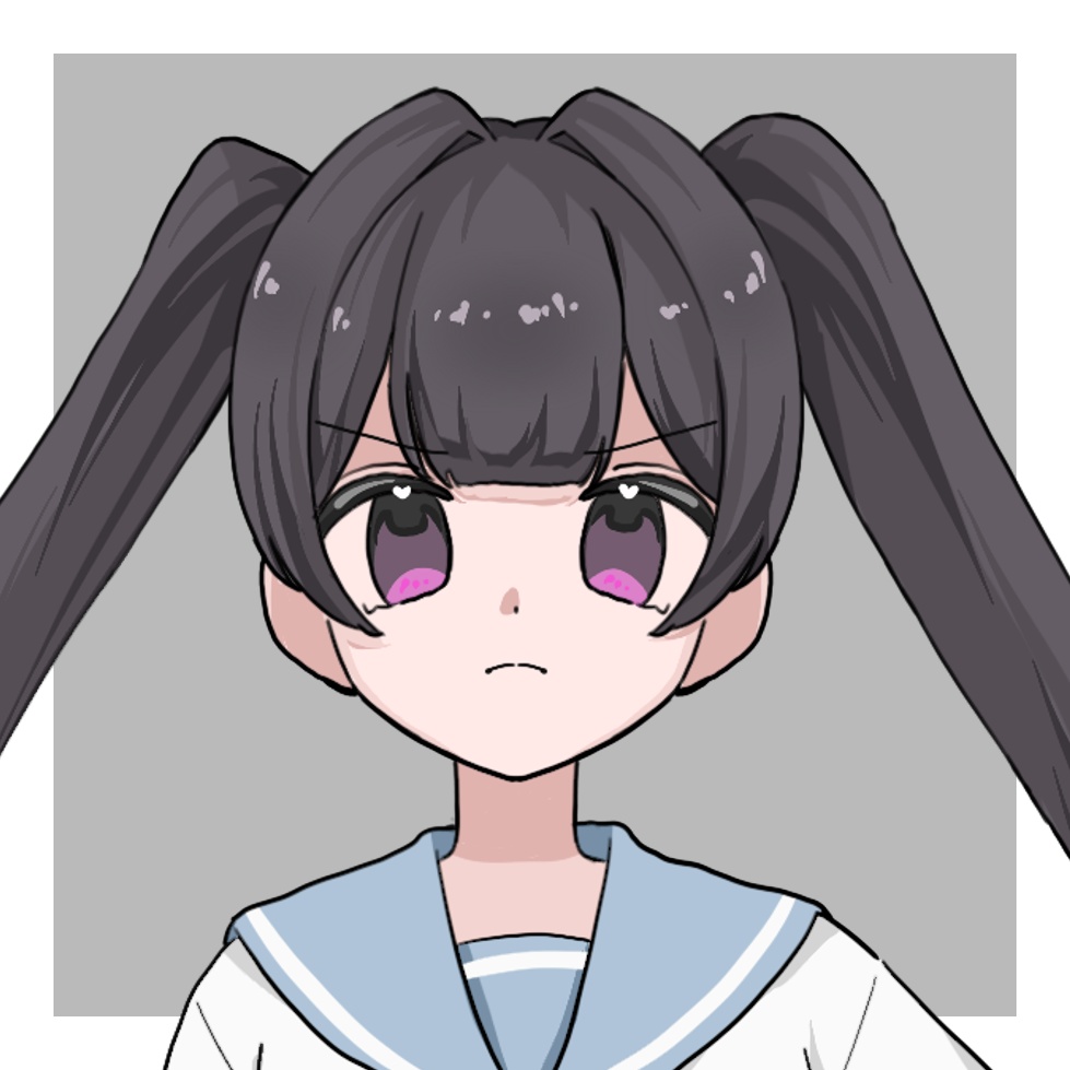 立ち絵素材_セーラー服_女の子_ツインテール_全身