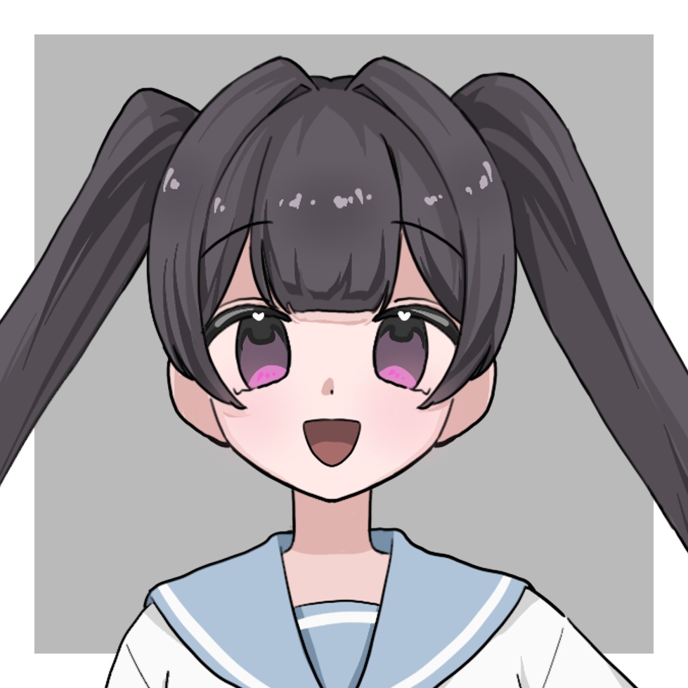 立ち絵素材_セーラー服_女の子_ツインテール_全身