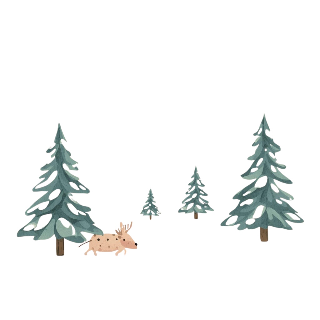 🎿 水彩スキー旅行クリップアートセット(アンティーク×水色/PNG22点)ット|PNG背景透過