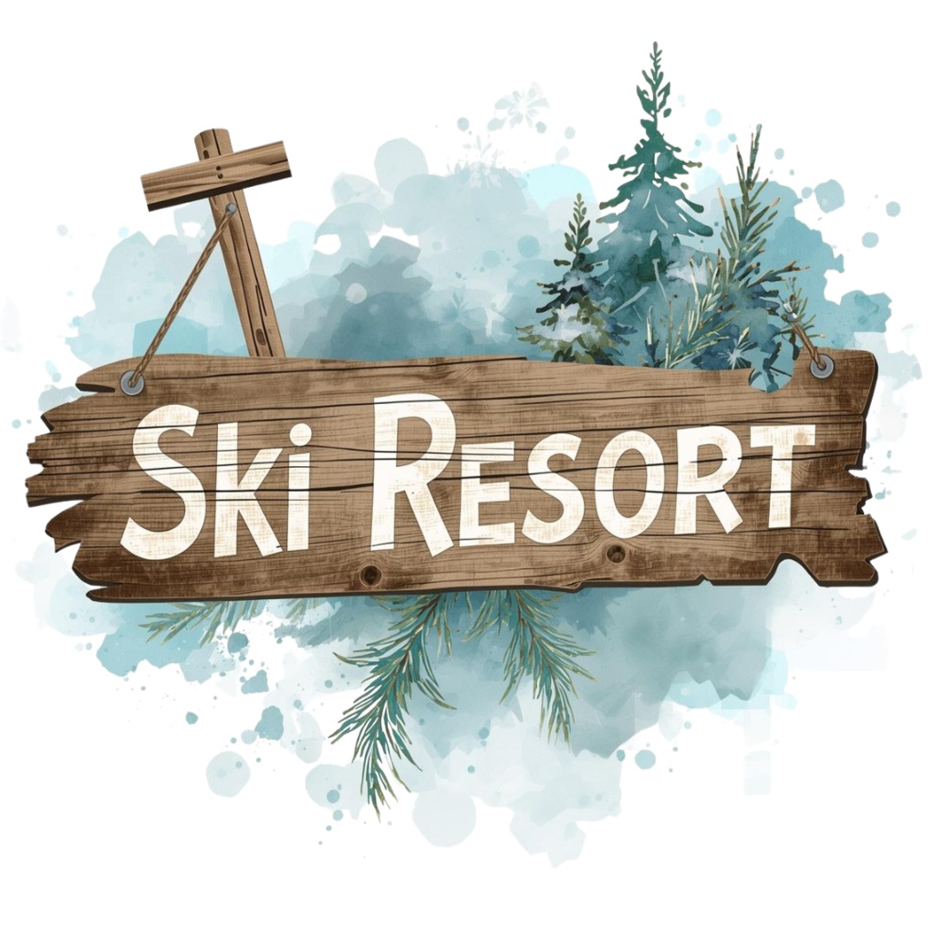 🎿 水彩スキー旅行クリップアートセット(アンティーク×水色/PNG22点)ット|PNG背景透過