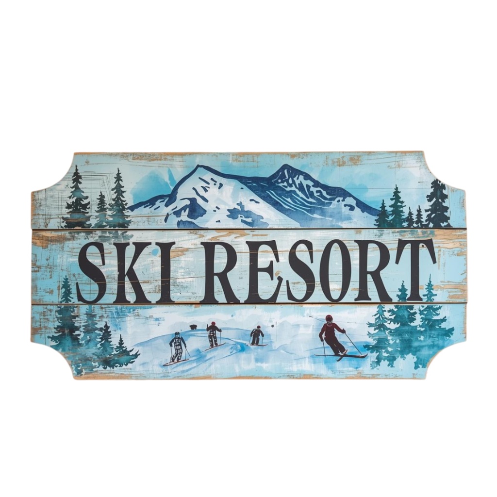 🎿 水彩スキー旅行クリップアートセット(アンティーク×水色/PNG22点)ット|PNG背景透過