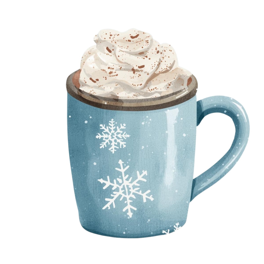 🎿 水彩スキー旅行クリップアートセット(アンティーク×水色/PNG22点)ット|PNG背景透過