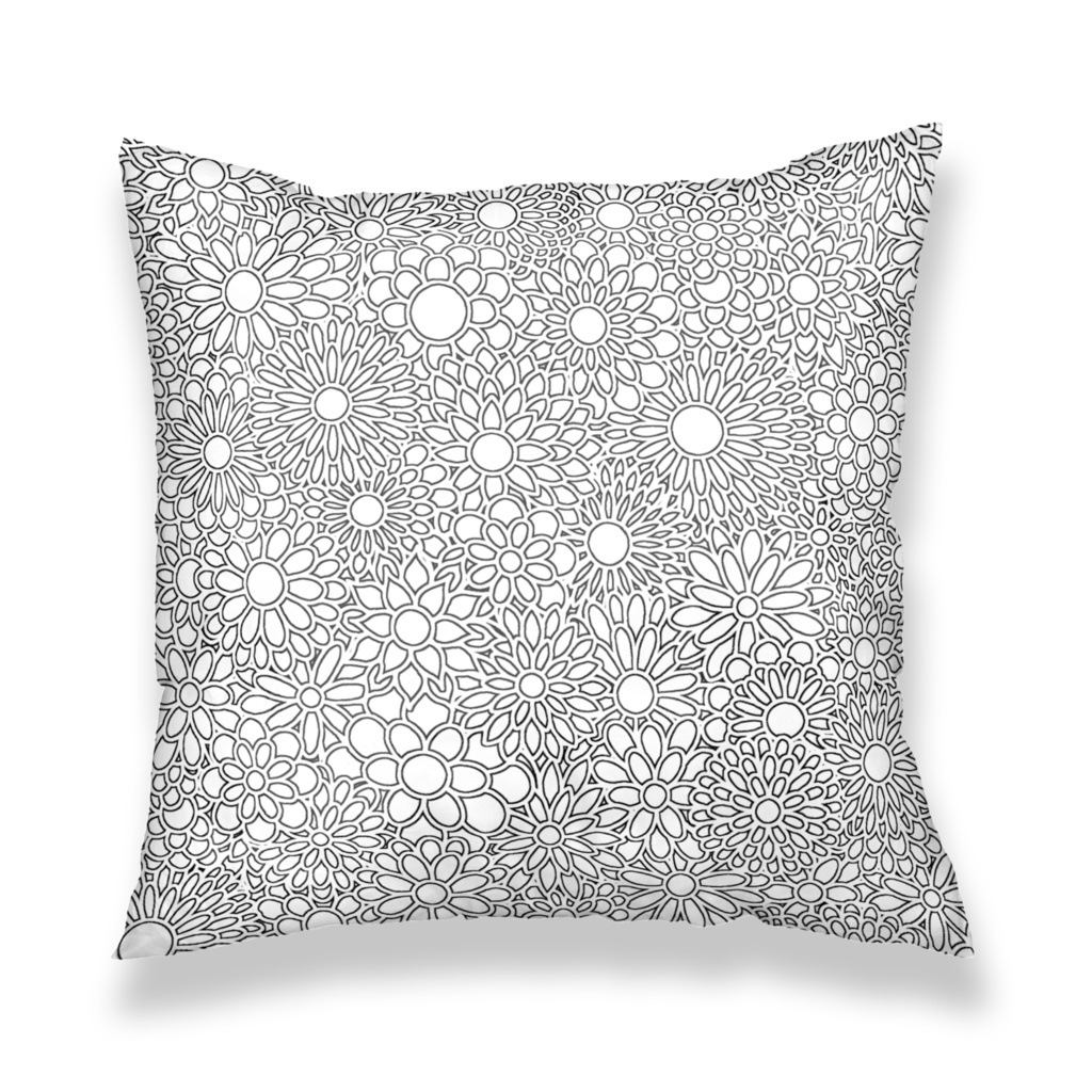 花柄クッション(モノトーンver.)