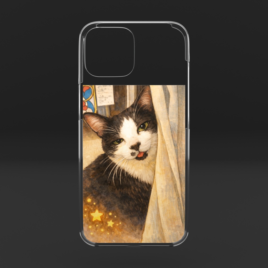 のぞき猫の癒しスマホケース