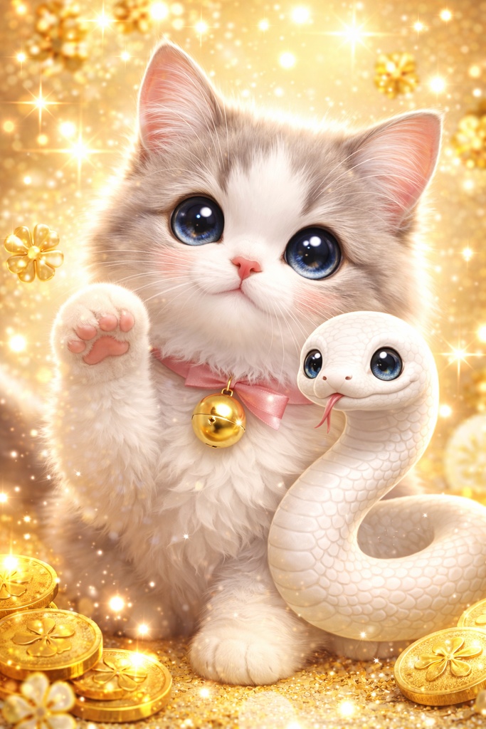 運気アップ猫壁紙2枚セット