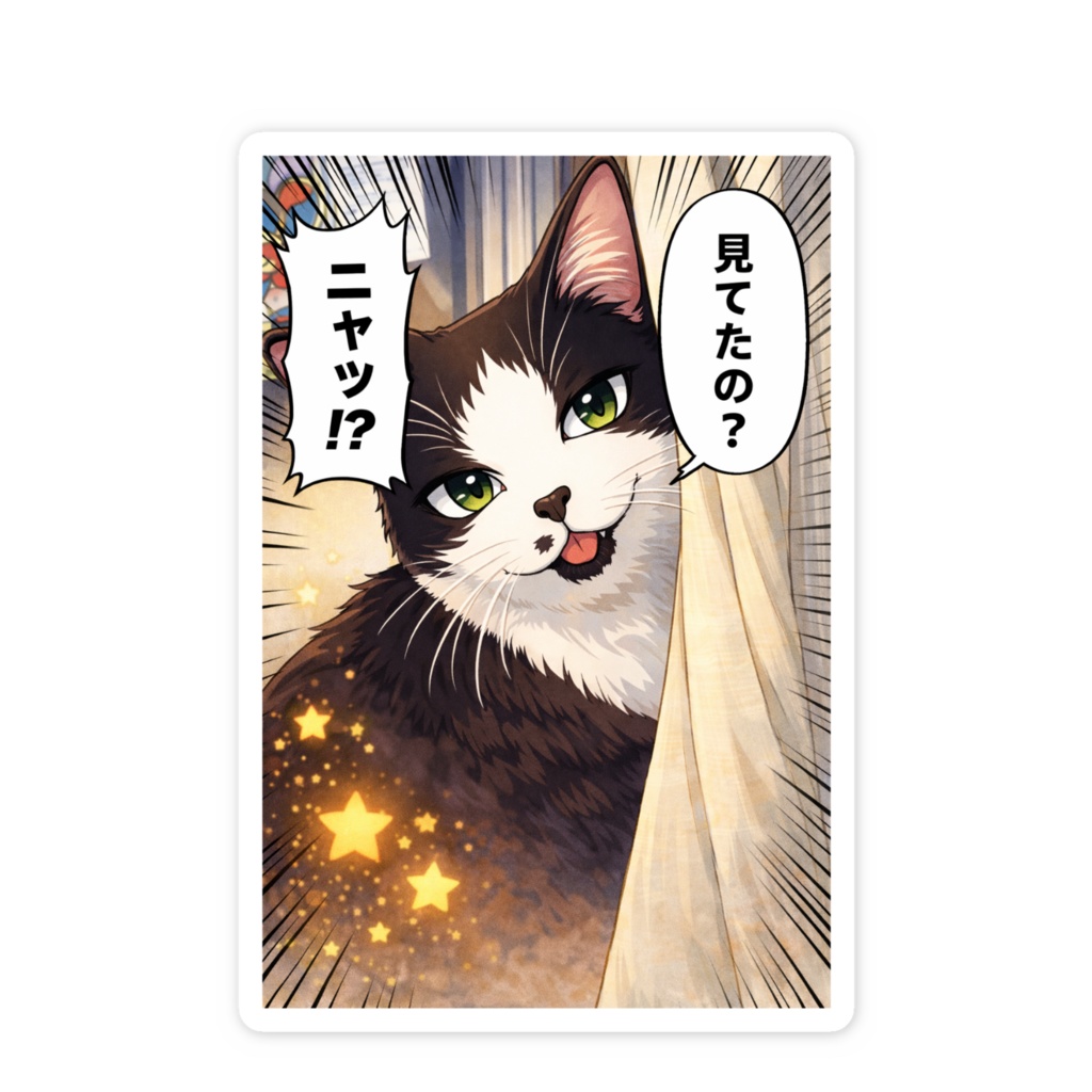 ニャッ!?見てたの?猫ステッカー