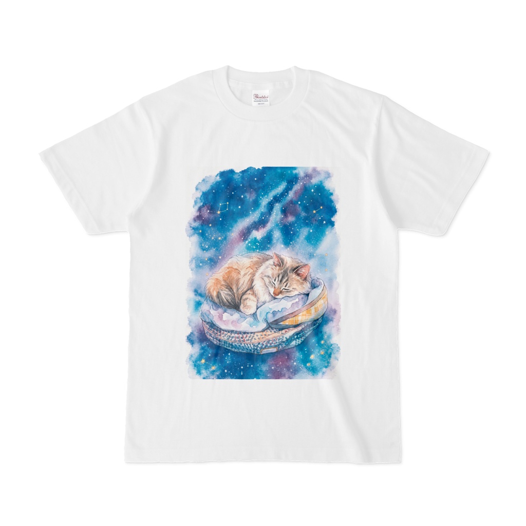 星降る夜のおやすみねこ Tシャツ