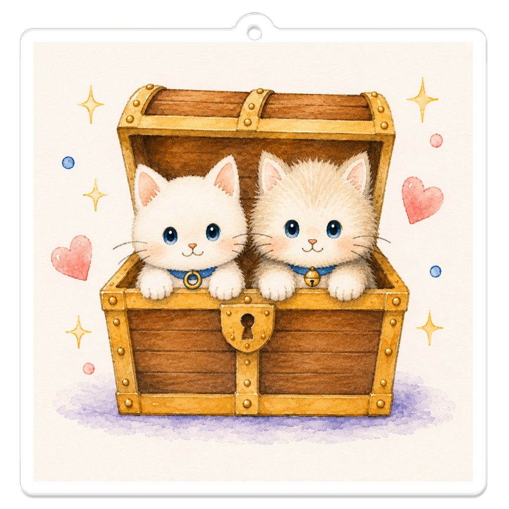 ゆるねこ＆ふわねこ 宝箱アクリルキーホルダー｜仲良しねこ