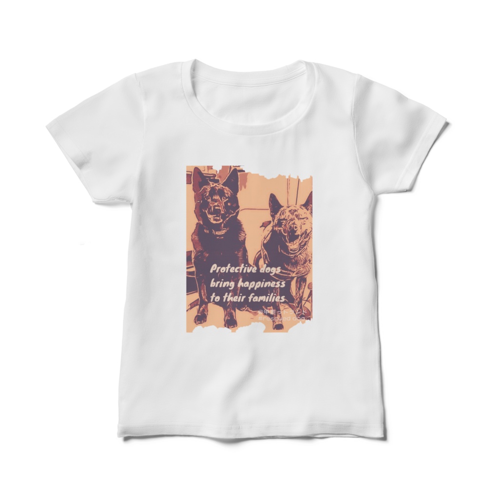 甲斐犬レディースTシャツ／保護犬が家族に幸せを運んでくる。