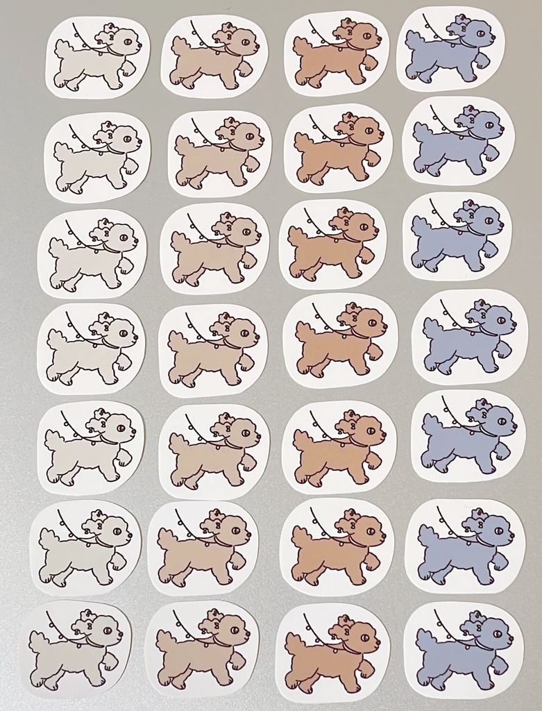 トイプードル 4種×7枚 全28枚入り フレークシール