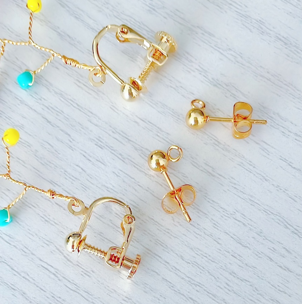 3色ビーズの小枝イヤリング/ピアス