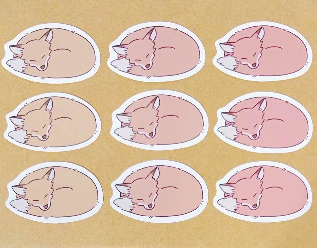 キツネ3色×3枚 全9枚入り フレークシール