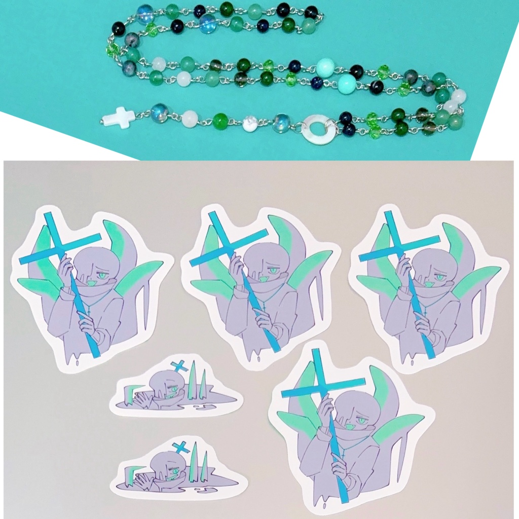 UndertaleAU ナイトメア ロザリオ(シルバー)＆フレークシール(2種 全6枚入り)