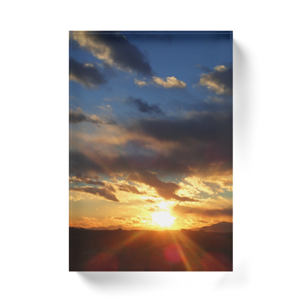 青と紅のグラデーション、アクリルブロック-T-015