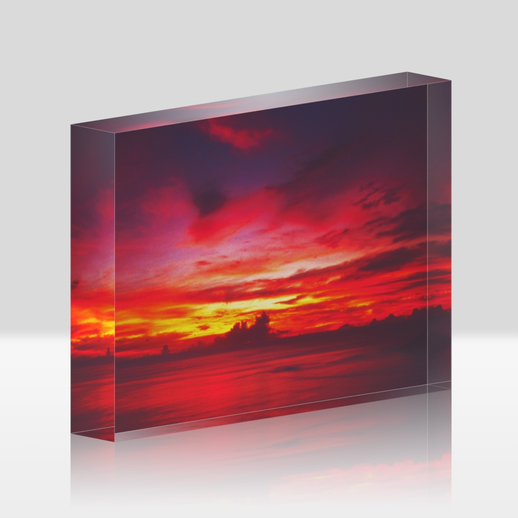 沈み行く夕陽-018,アクリルブロック