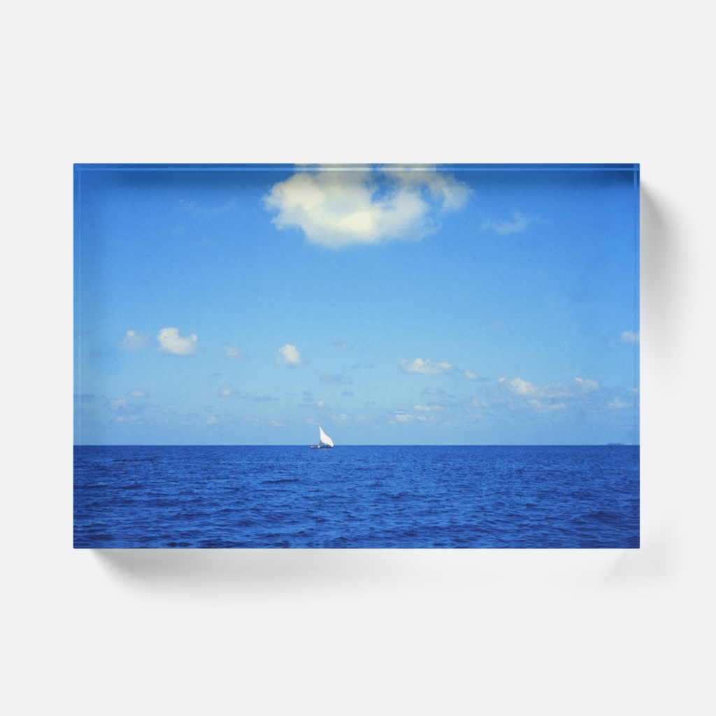 白い雲と帆掛船-Y-054,アクリルブロック