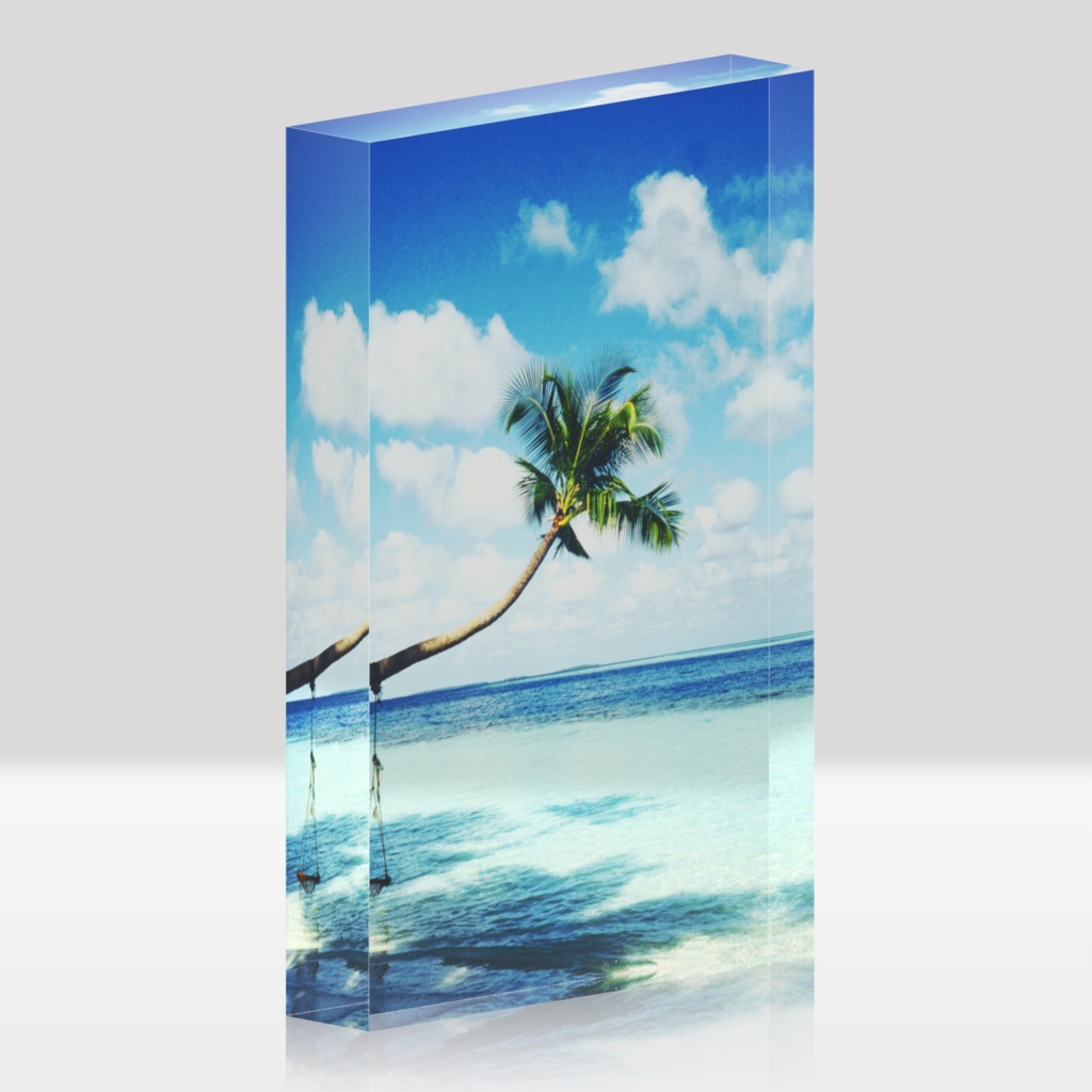 椰子の木と水平線-T-063,アクリルブロック