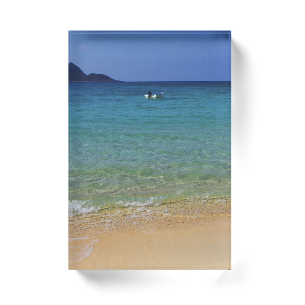 砂浜のボート-T-084、アクリルブロック