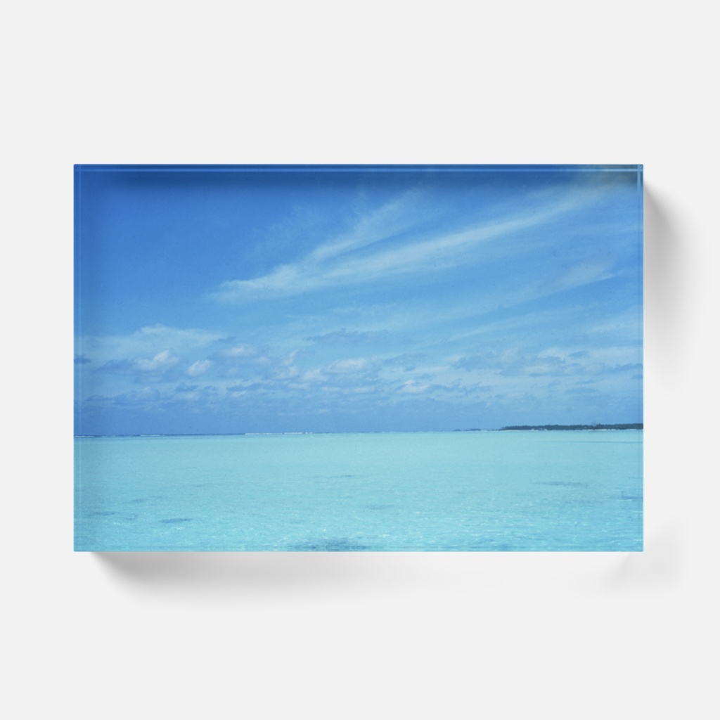 モルディブの白い雲と水平線-Y-0165,アクリルブロック