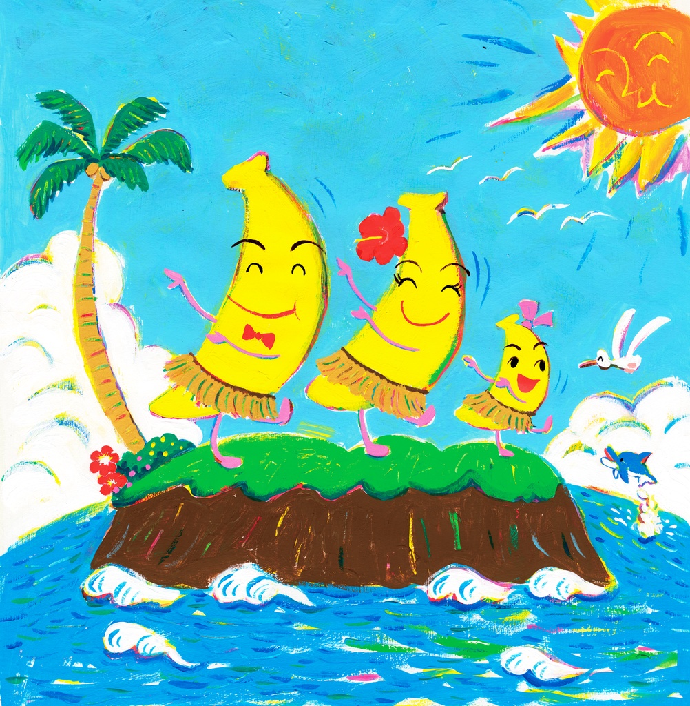 バナナの親子-キッズTシャツ