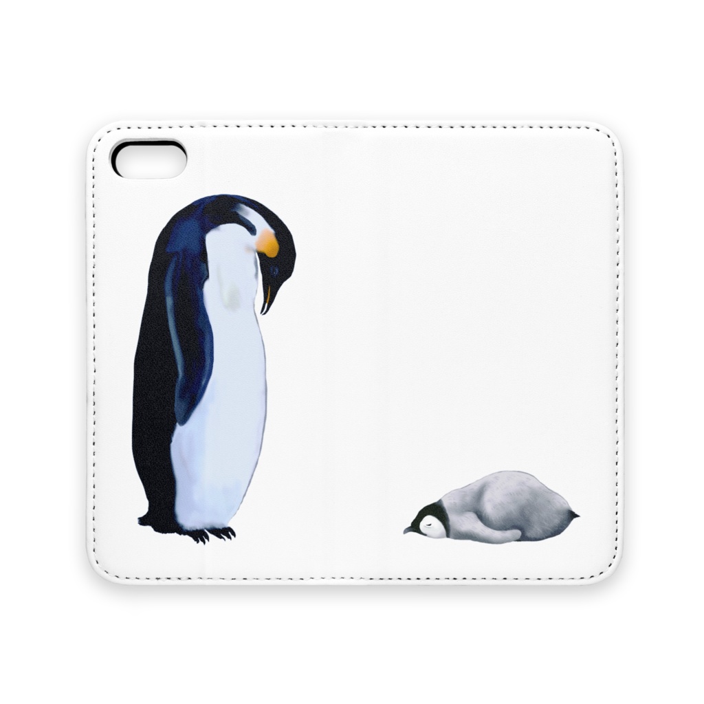 親子ペンギン、手帳型iPケース、ベルトなし