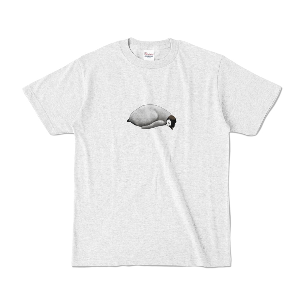 モフモフ赤ちゃんペンギン、カラーTシャツ、アッシュ