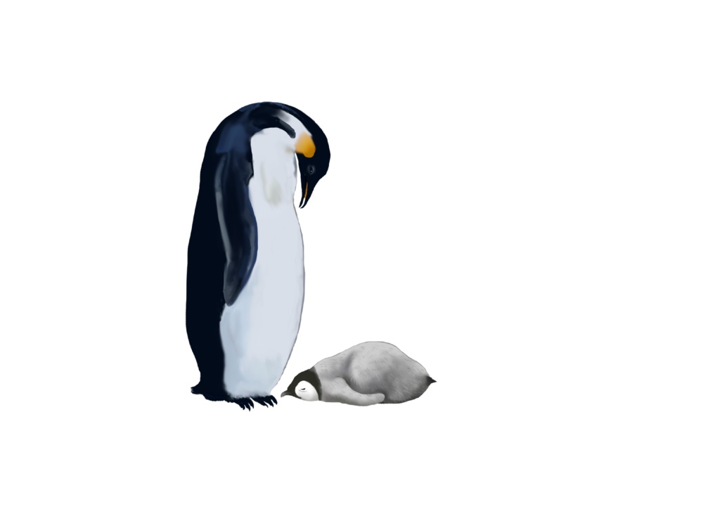 親子ペンギン、枕カバー