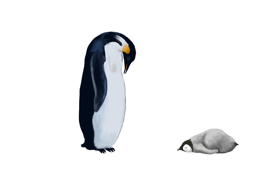 母子ペンギン、手帳型Anケース穴なし