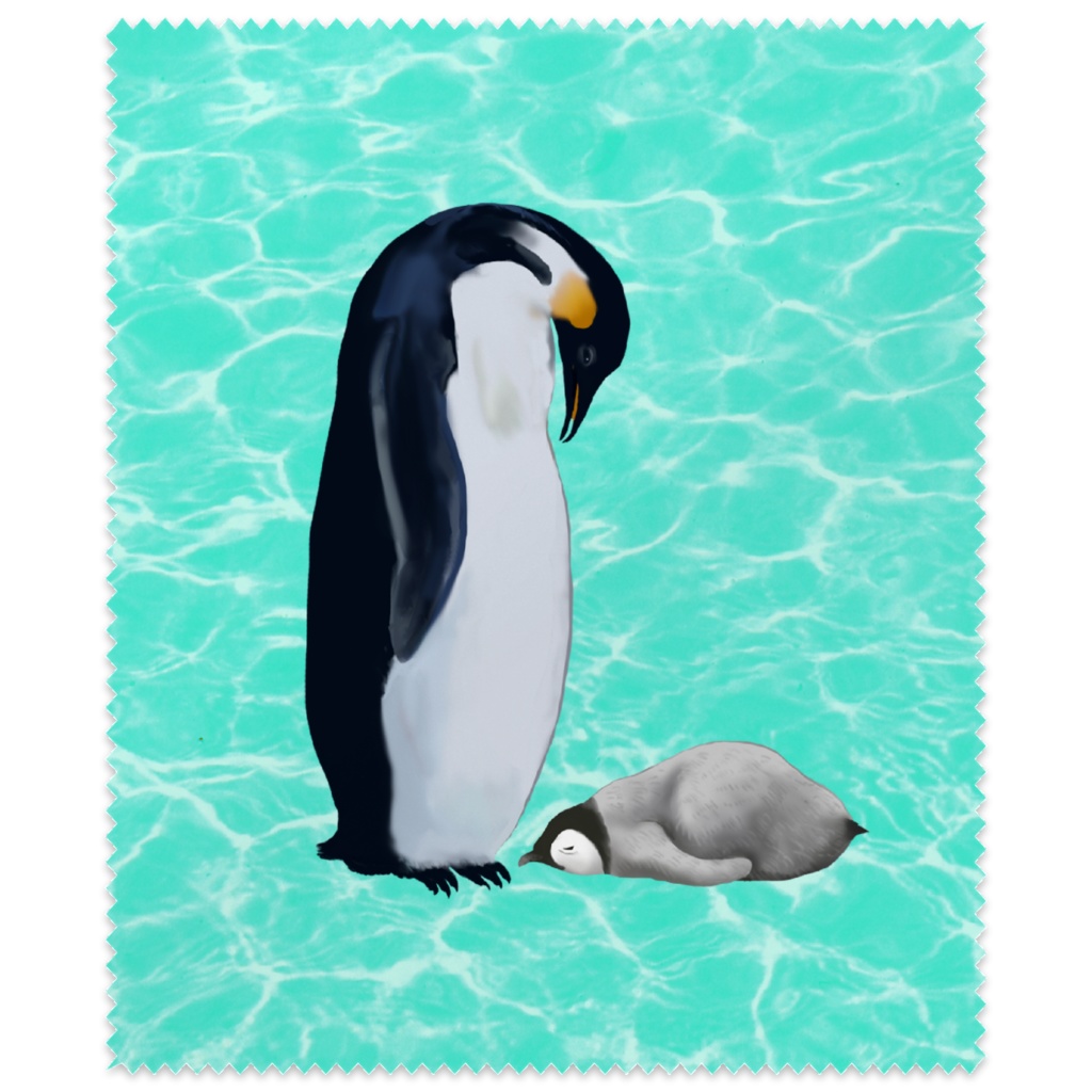 エンペラーペンギンの母子 渚 メガネ拭き アトリエパンプキン Booth