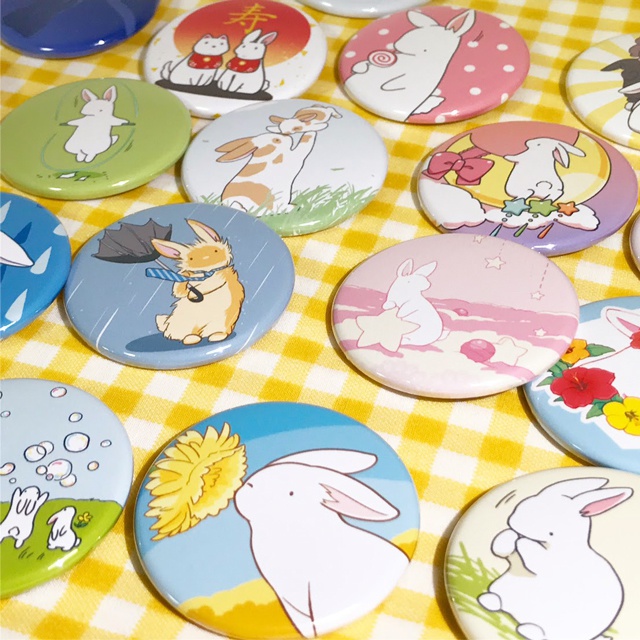 選べるうさぎ缶バッジ(コミカル)