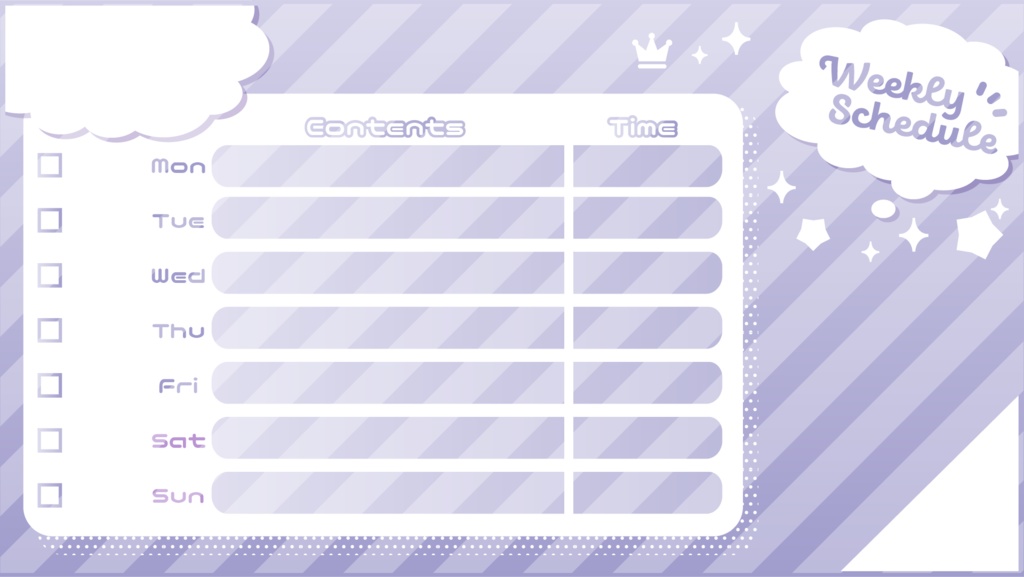 スケジュール表(weeklyschedule)【配信者さん向け】@フリー素材