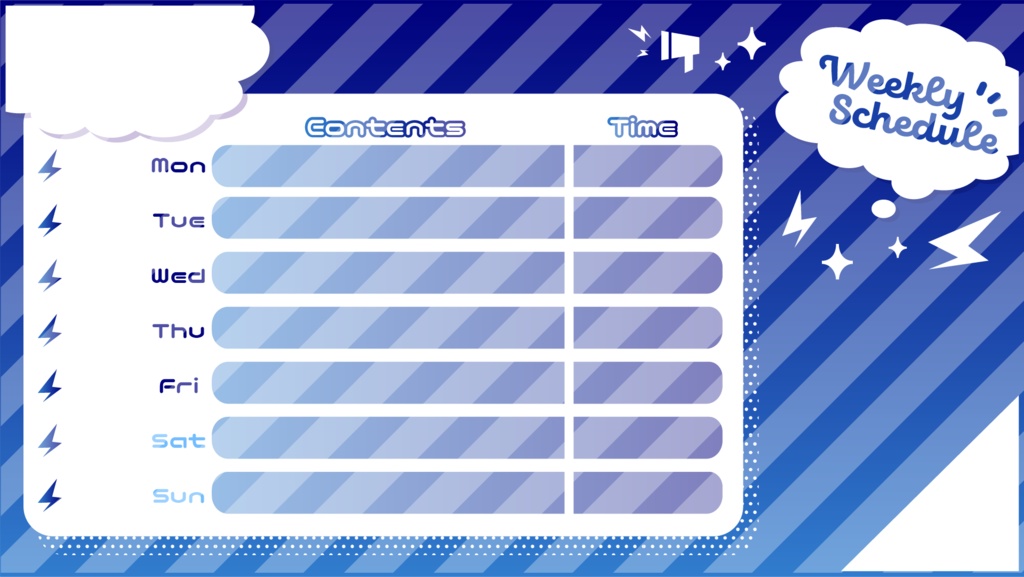 スケジュール表(weeklyschedule)【配信者さん向け】@フリー素材